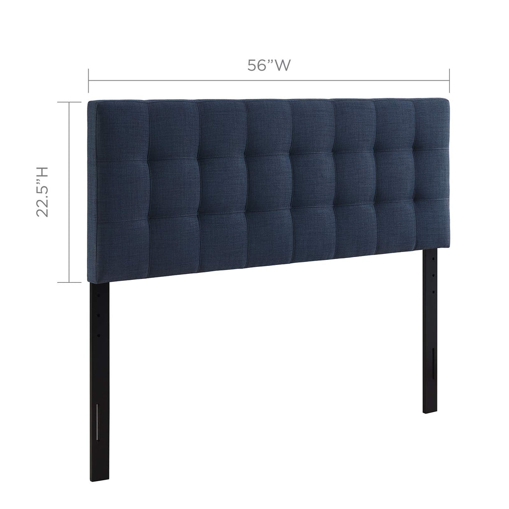 Modway Lily Tufted Linen Fabric Upholstered Full Headboard in Navy
