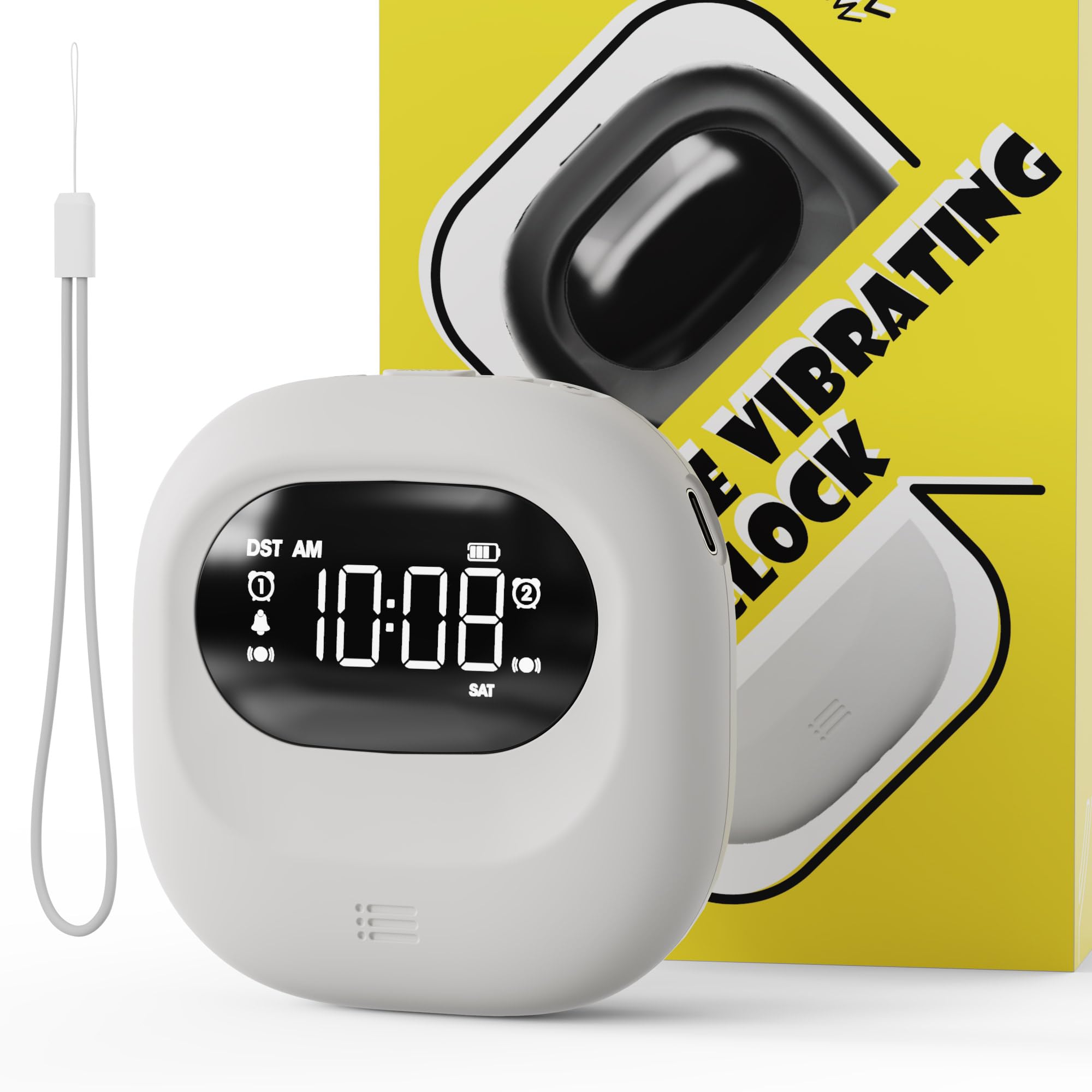 Vibrating Alarm Clock for Heavy Sleepers Adults Kids, Rechargeable Battery Powered Bed Shaker Under Pillow for Hearing Impaired/