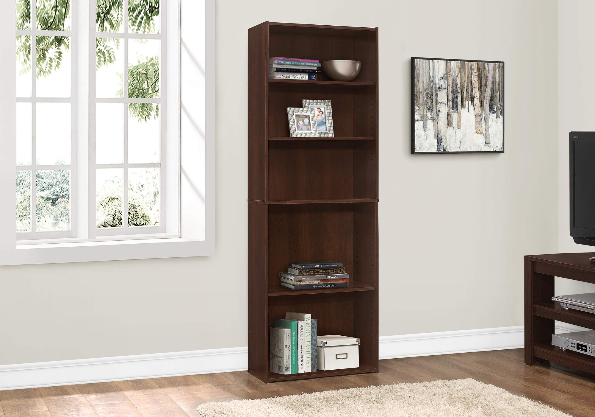 Monarch Specialties BOOKCASE-72 H/CHERRY WITH 5 SHELVES Bookcase, Red
