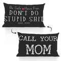ZJSYXXU Call Your Mom Lumbar Black 12 x 20 Pillow Cover - Funny Throw Pillows for Couch, College Dorm Room Decor, Son Daughter G
