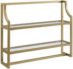 Crosley Furniture Aimee Wall Mounted Bathroom Storage Shelf with Towel Rack and Shelves, Gold