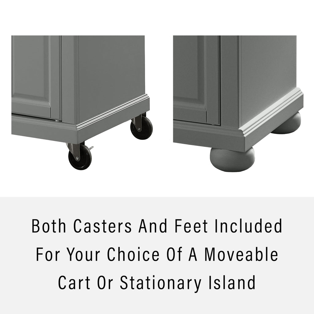 Crosley Furniture Alexandria Stone Top Rolling Kitchen Island Storage Cart, Microwave Stand, Spice Rack, Gray