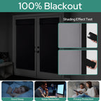 Homeideas 100% Blackout French Door Curtains, Privacy Door Curtains For Window, 26 X 40 Inch Room Darkening Blinds, Thermal Insulated Window Shades For Bedroom, 1 Panel, Light Grey