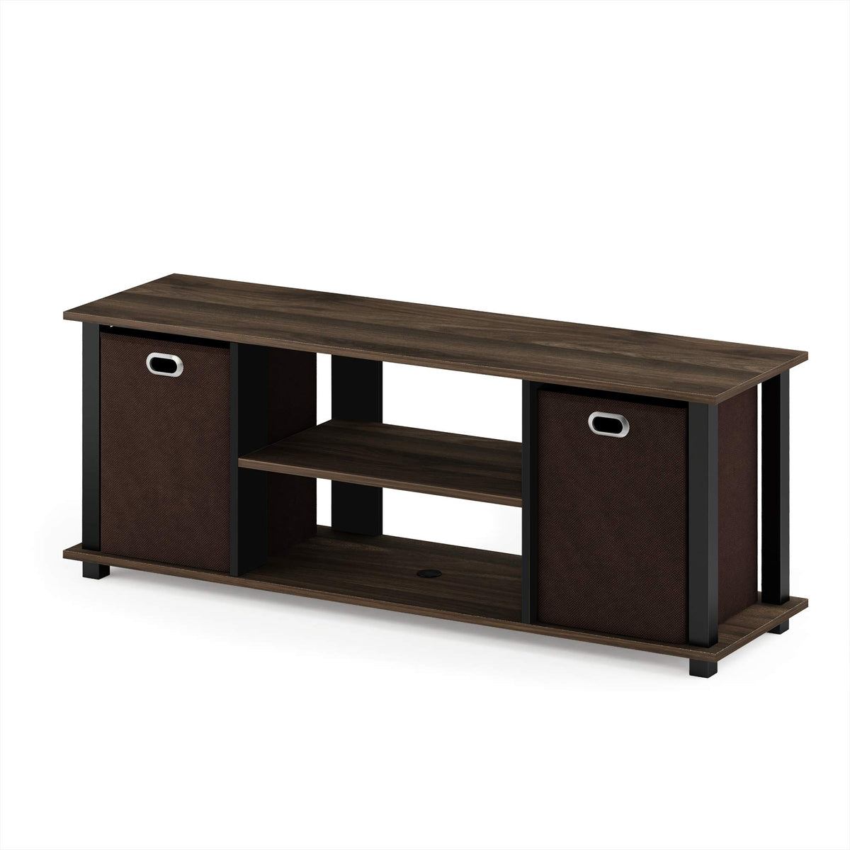 Furinno Econ Entertainment Center, Columbia Walnut/Black/Dark Brown