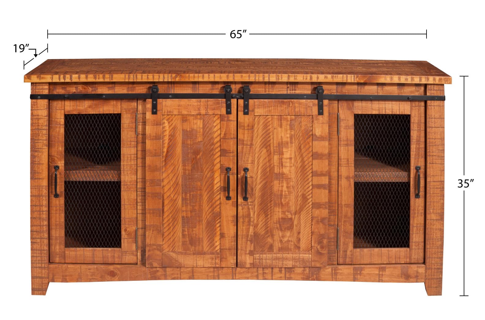 Martin Svensson Home Omaha Solid Wood Tv Stand, 65&quot;, Honey Tobacco