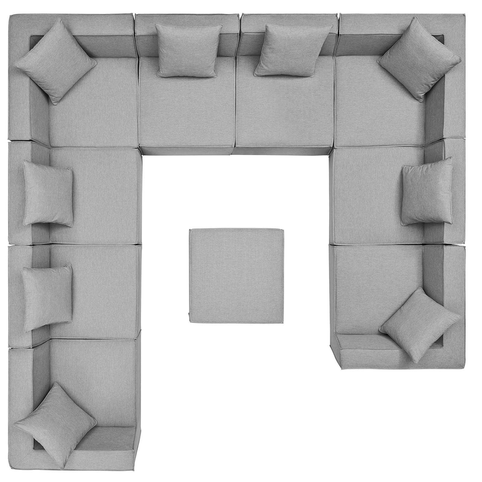 Modway Eei-4389-Gry Saybrook Patio Upholstered Sectional Sofa In Gray, 10-Piece Set