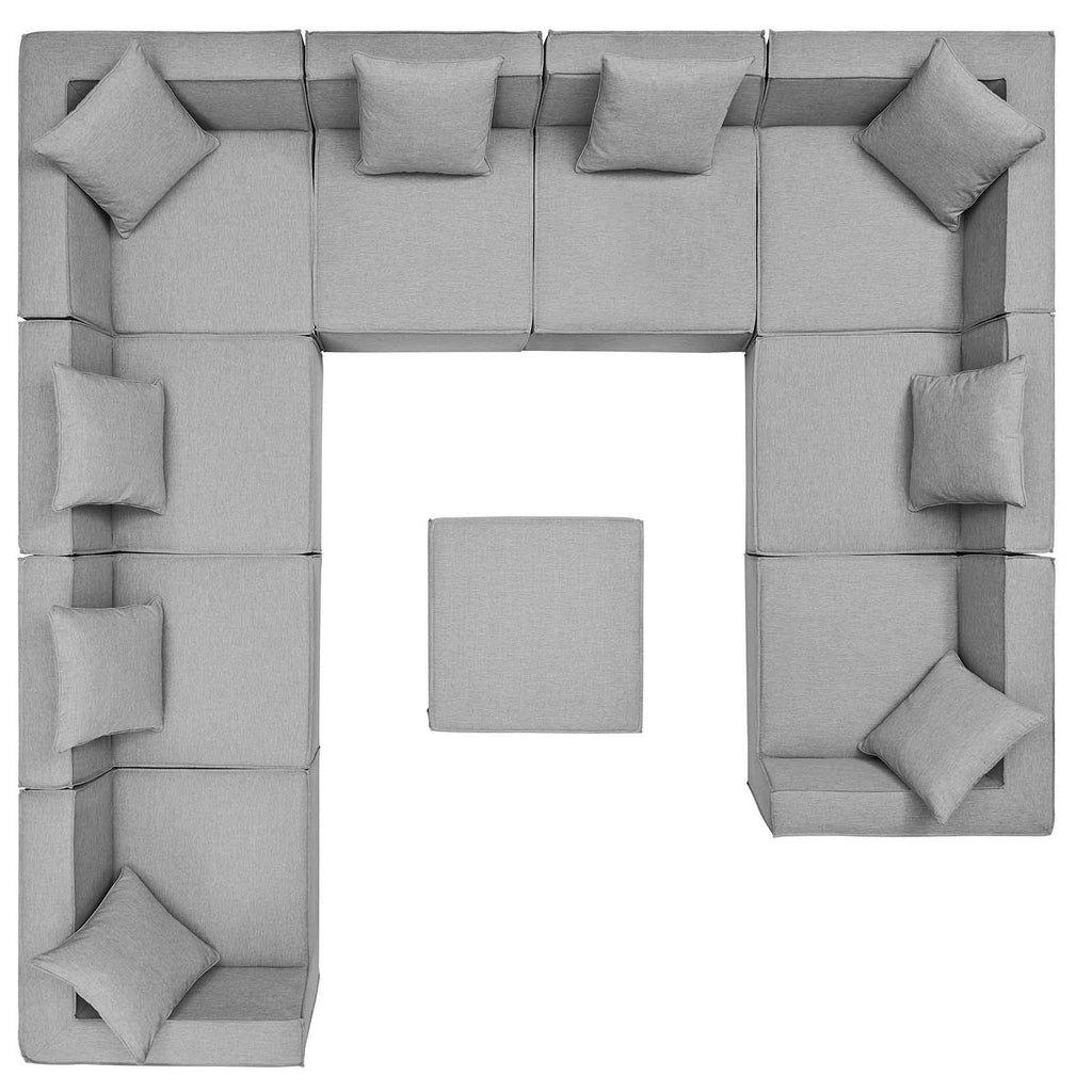 Modway Eei-4389-Gry Saybrook Patio Upholstered Sectional Sofa In Gray, 10-Piece Set