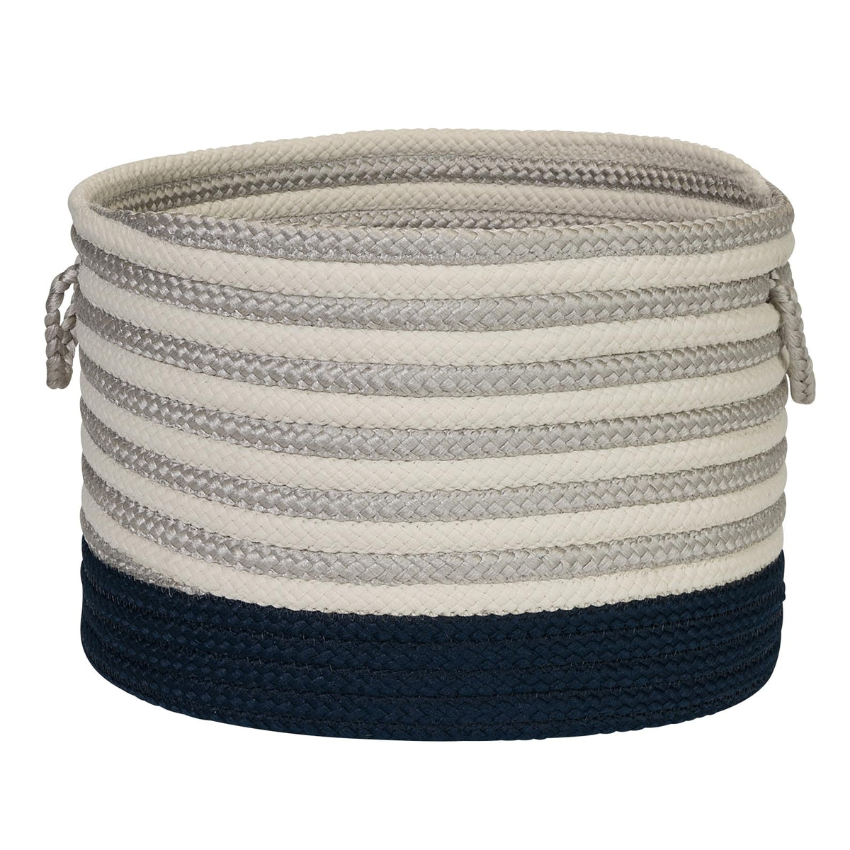 Chloe Stripe Baskets Braided Basket, 22&quot;X22&quot;X14&quot;, Navy