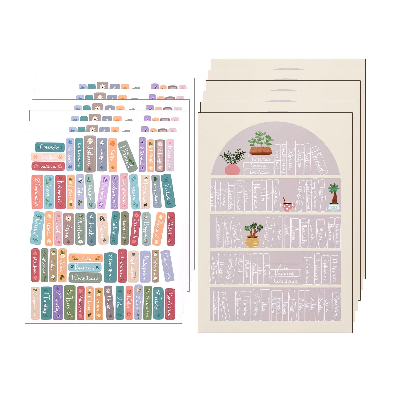 12pcs Bible Reading Tracker Stickers, Classic Bible Book Shelf Study Stickers Bookshelf Tracking Tabs Labels Learning Supplies f