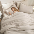 Andency Oatmeal Comforter Set California King, 3 Pieces Boho Tassel Lightweight Bedding Comforter Sets, All Season Soft Fluffy Fringe Bed Set (104X96In Comforter & 2 Pillowcases)