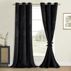 DWCN Velvet Blackout Curtain Panels - Black Grommet Top Thermal Insulated Bundleable Window Treatment Set Home Decor Modern Curt