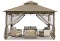 Abccanopy Gazebos For Patios 10X10 - Outdoor Steel Frame Gazebo With Mosquito Netting For Lawn Backyard Garden Deck (Khaki)