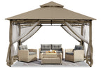 Abccanopy Gazebos For Patios 10X10 - Outdoor Steel Frame Gazebo With Mosquito Netting For Lawn Backyard Garden Deck (Khaki)