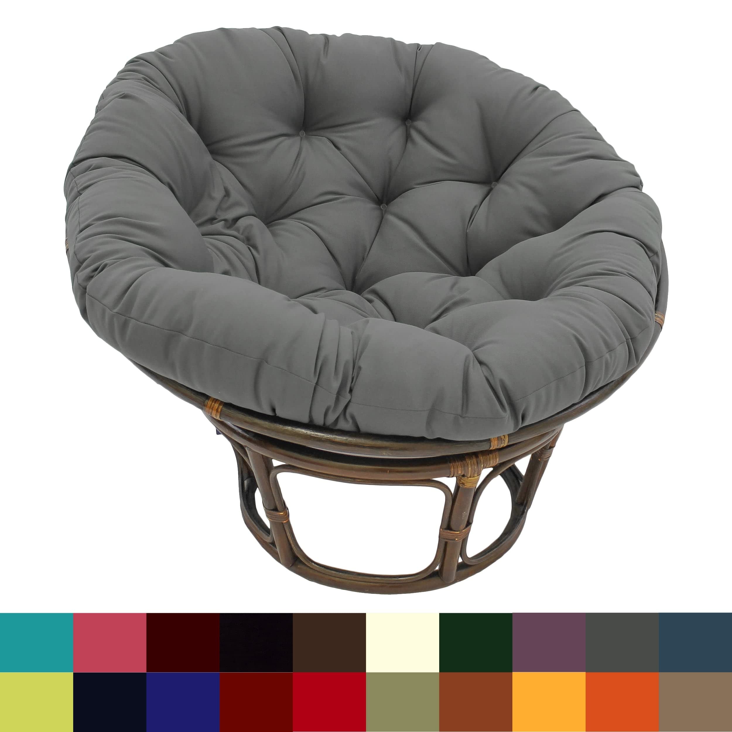 International Caravan Bali 42-Inch Indoor Fabric Rattan Papasan Chair - Walnut/Natural