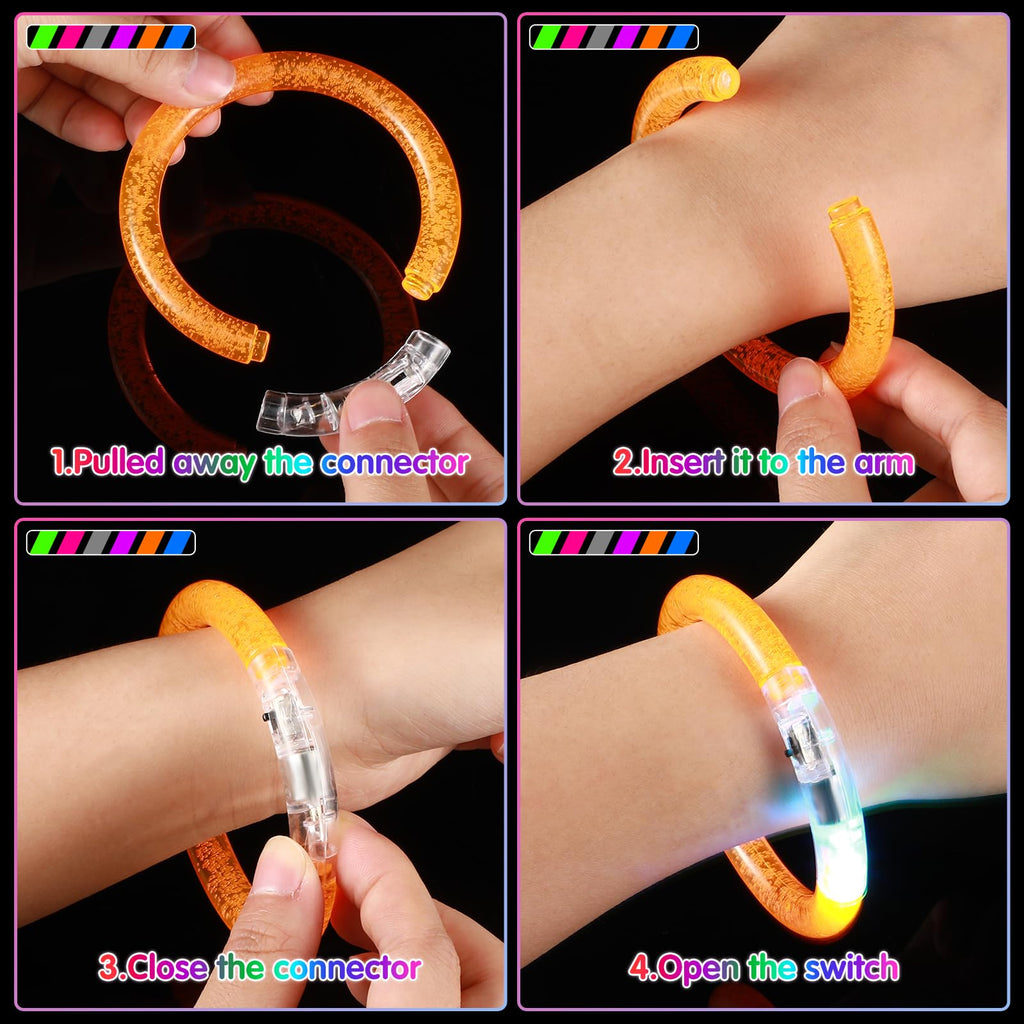 96 Pack Glow In The Dark Party Supplies Include 48 Pcs Light Up Glasses And 48 Pcs Led Bracelets, Led Party Favors Neon Flashing