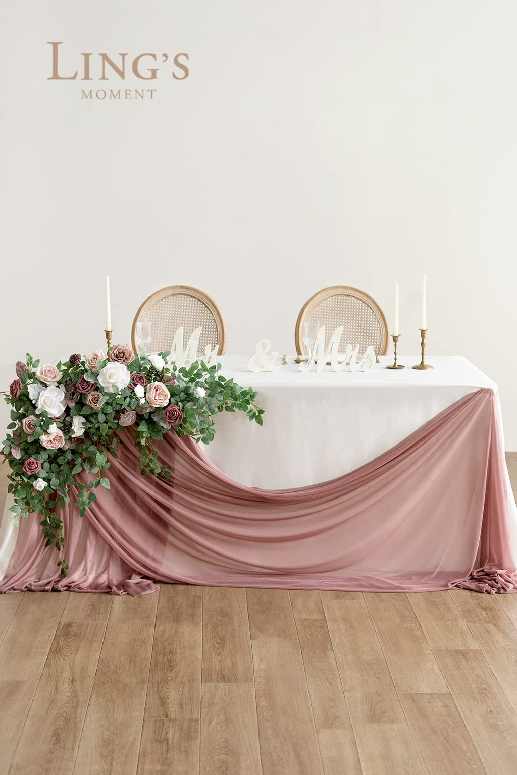 Ling'S Moment Artificial Rose Green Leaf Garland Greenery Vine For Diy Wedding Head Table Chairback Welcome Sign Table Centerpie