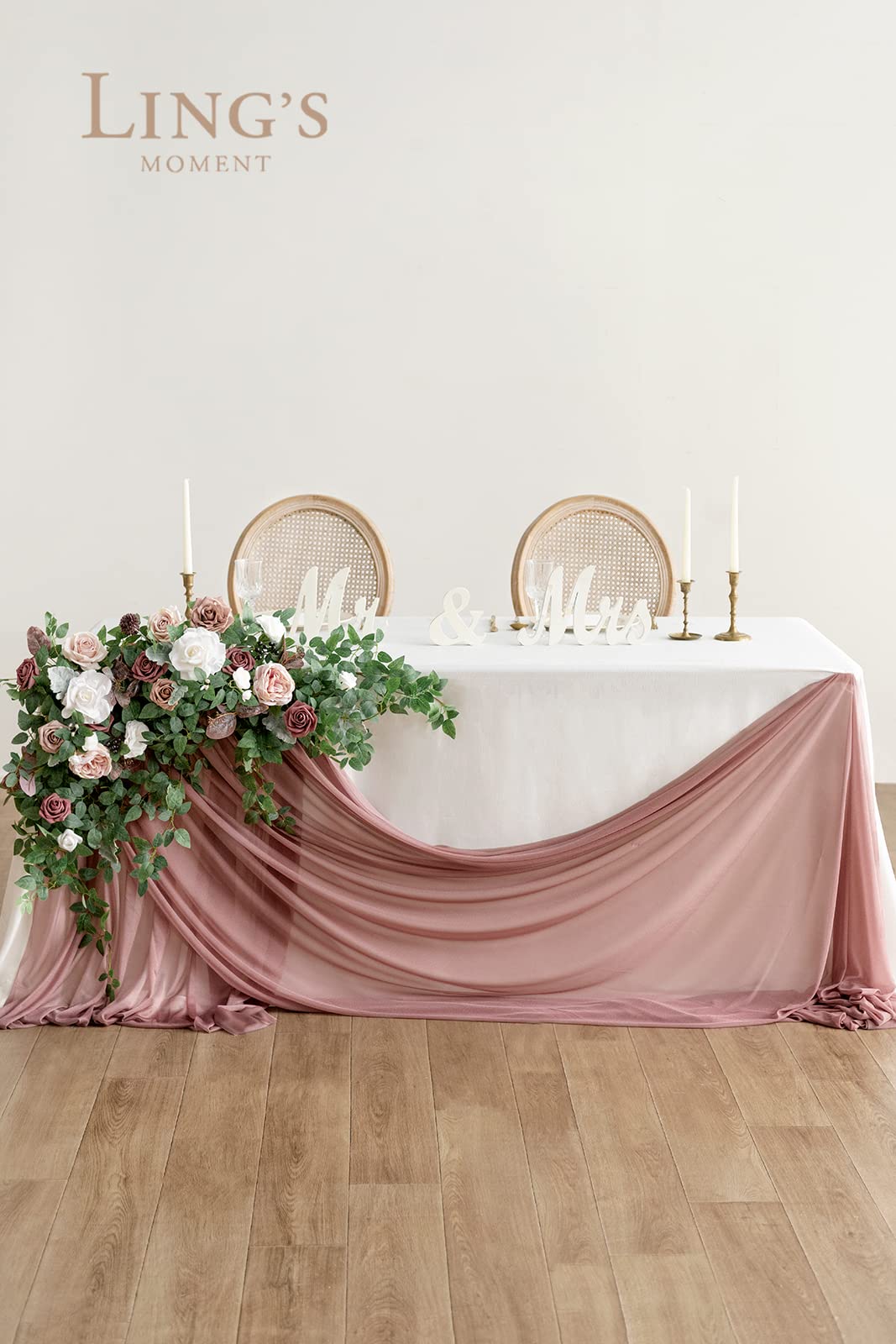 Ling'S Moment Artificial Rose Green Leaf Garland Greenery Vine For Diy Wedding Head Table Chairback Welcome Sign Table Centerpie