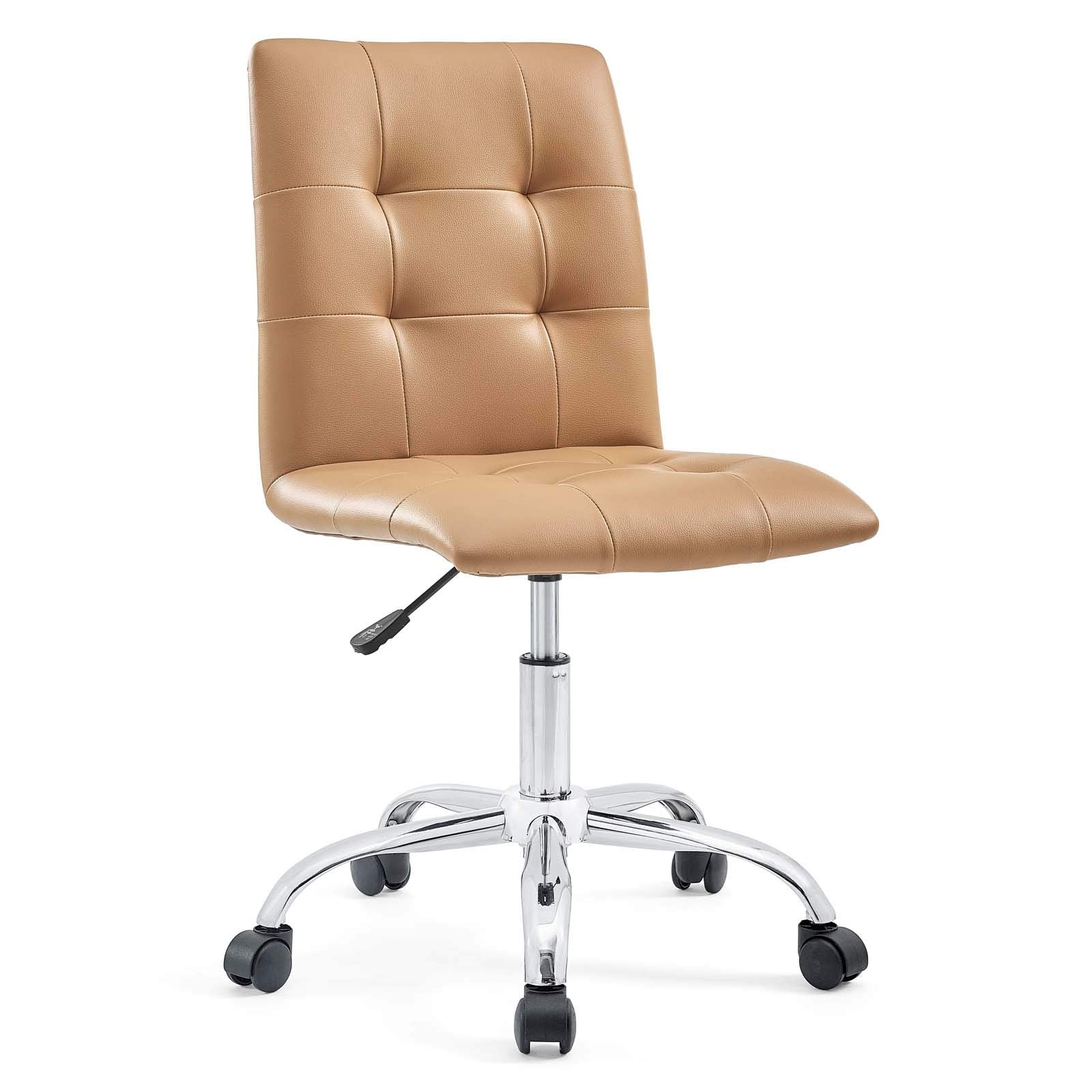 Modway Prim Ribbed Armless Mid Back Swivel Conference Office Chair In Tan