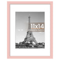 upsimples 11x14 Picture Frame, Display Pictures 8x10 with Mat or 11x14 Without Mat, Wall Hanging Photo Frame, Pink, 1 Pack