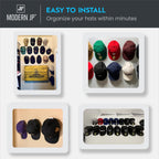 Modern Jp Adhesive Hat Hooks For Wall (8-Pack) - Minimalist Hat Rack Design, No Drilling, Strong Hold Hat Hangers - Usa Patented
