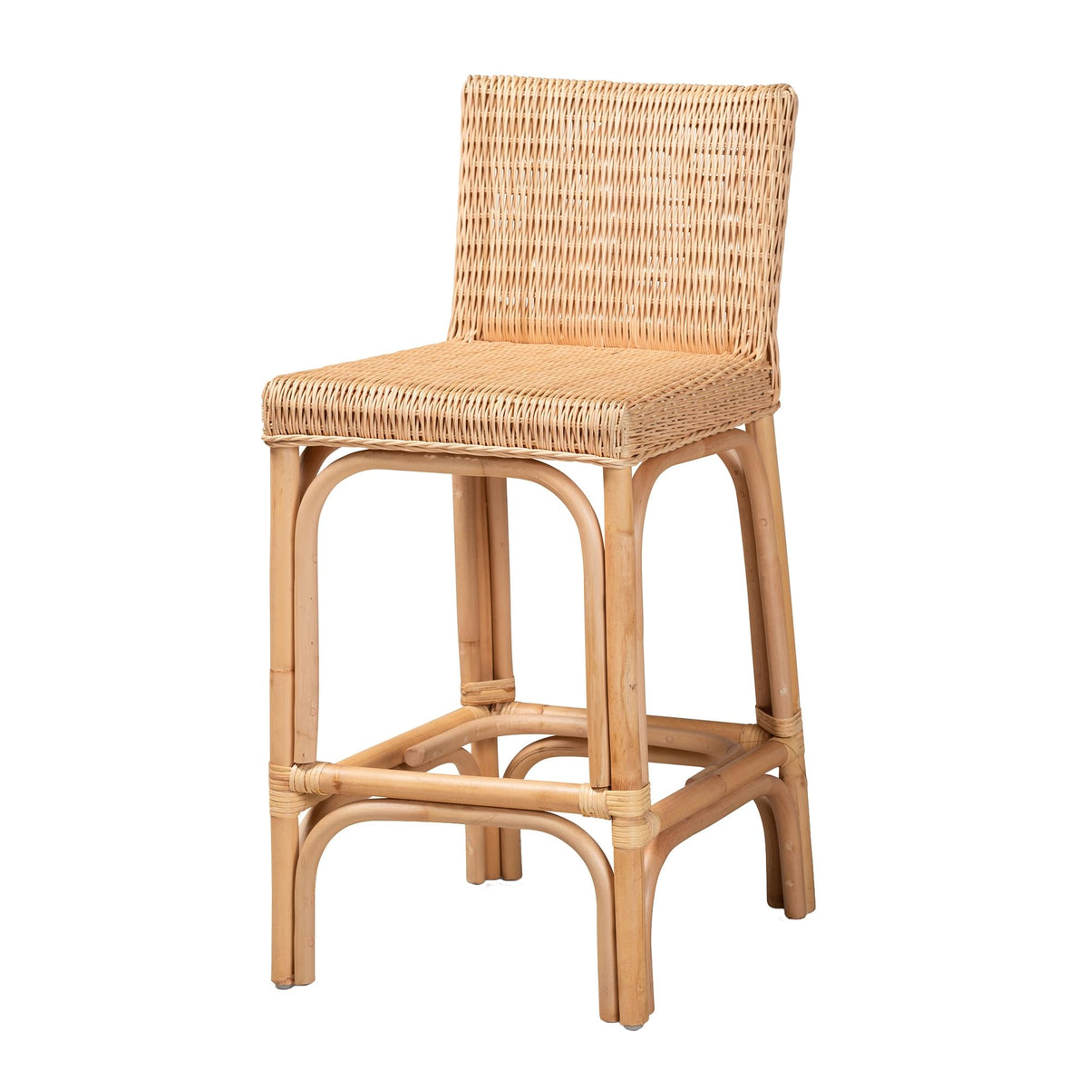 Baxton Studio Athena Modern and Contemporary Natural Finished Rattan Counter Stool