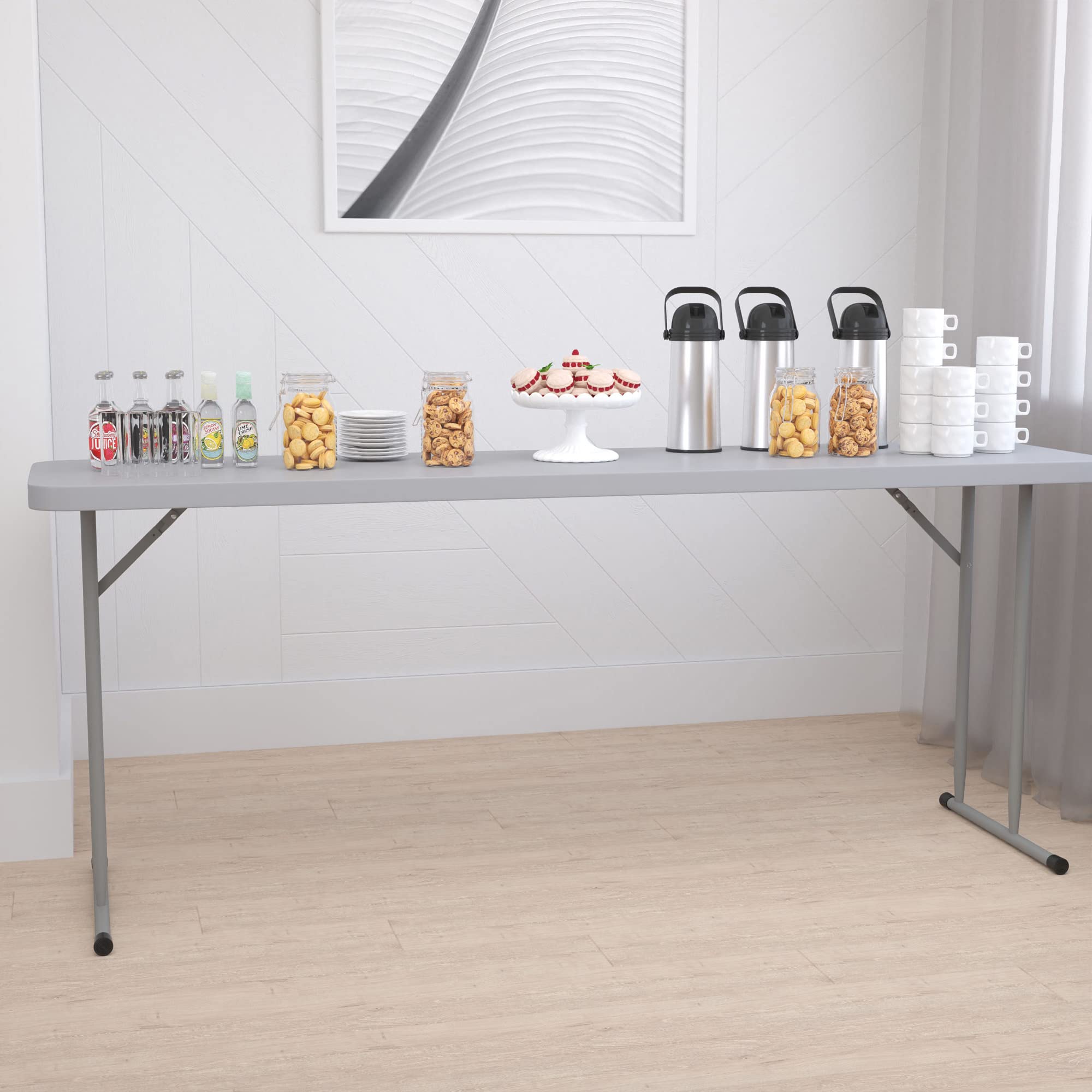 Flash Furniture Kathryn 6-Foot Gray Plastic Folding Training Table, Grey