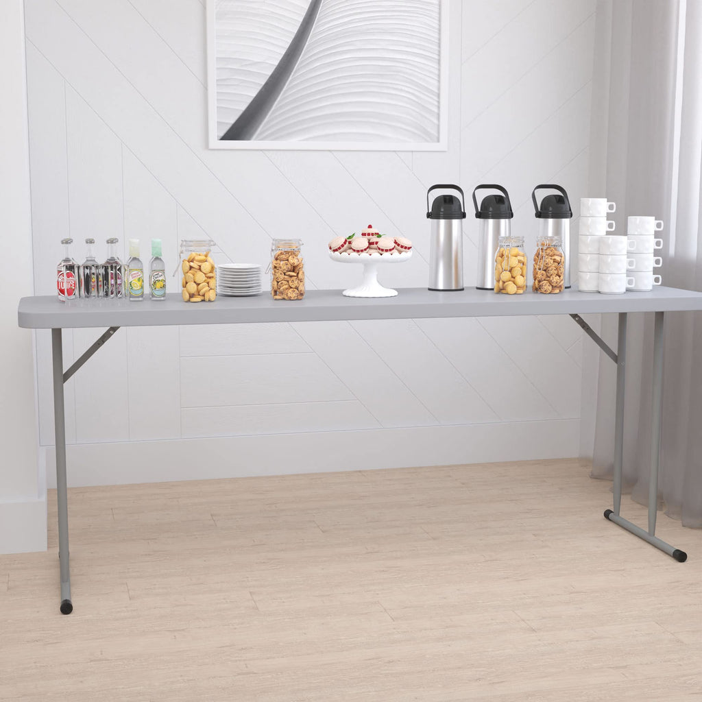 Flash Furniture Kathryn 6-Foot Gray Plastic Folding Training Table, Grey