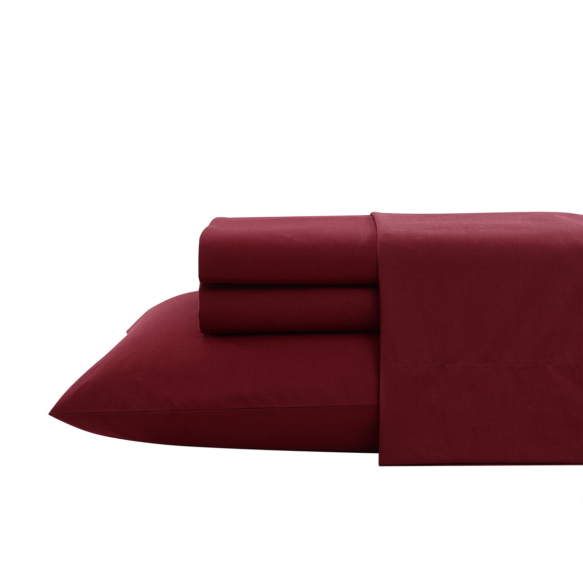 Nautica - Twin Sheet Set, Cotton Percale Bedding Set, Crisp & Cool, Lightweight & Breathable (Solid Dark Red, Twin)