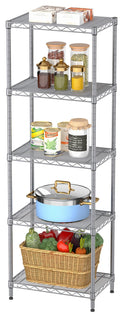 SINGAYE 5 Tier Shelf Wire Shelving Adjustable Storage Shelves Rack Standing Units for Kitchen Closet Laundry Bathroom Organizers