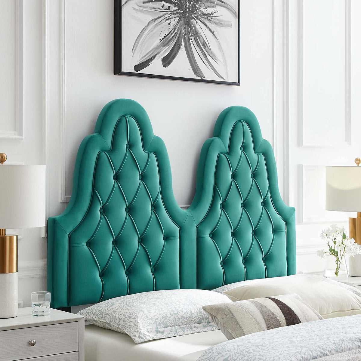 Modway Augustine Tufted Performance Velvet Headboard, King/California King, Teal