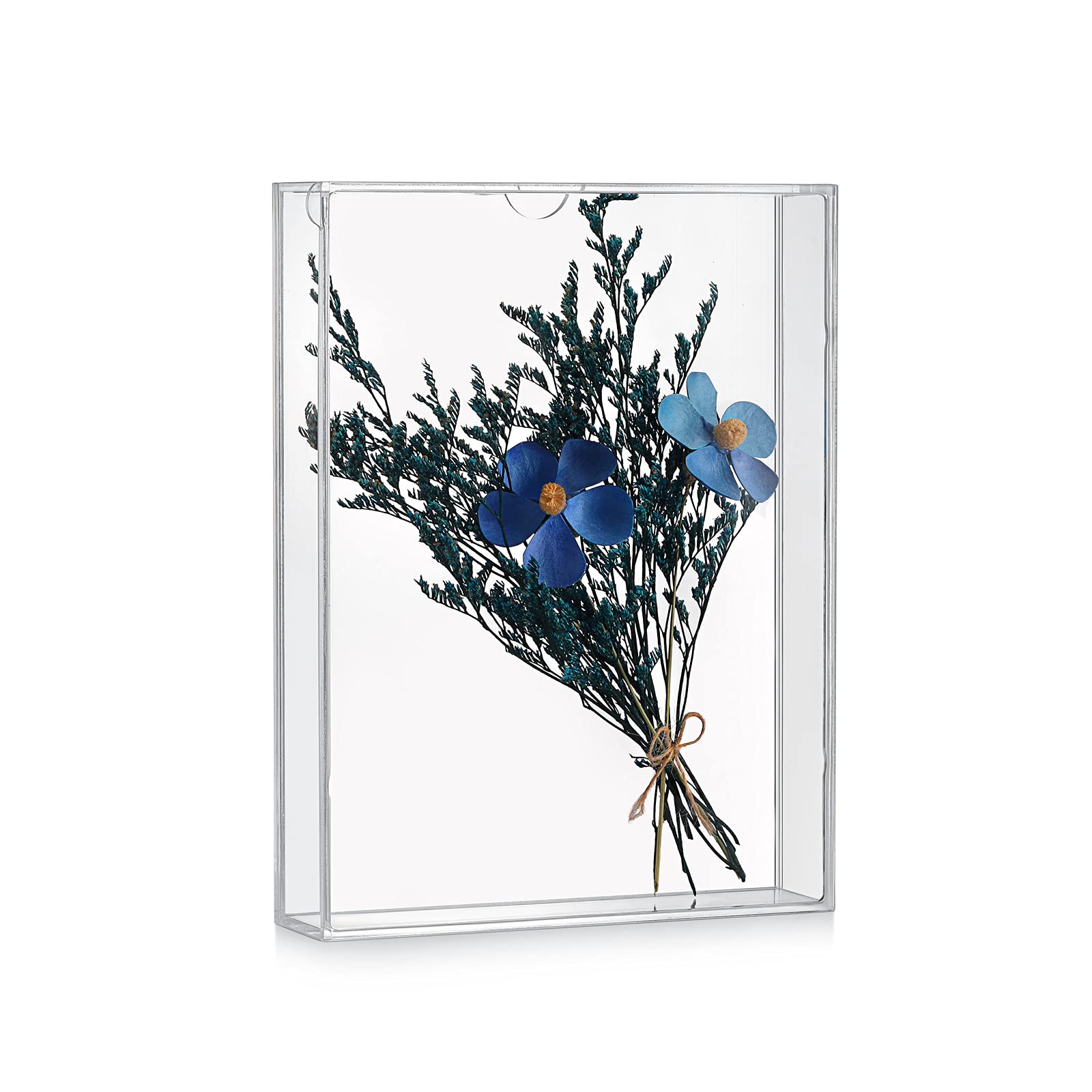 MarccTipton 6x8 Shadow Box Frame, Acrylic Photo Picture Frame, DIY Tabletop Display Case, All Clear Memory Box for Dried Flowers