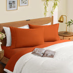 Horbaunal 2 Pack Microfiber Pillowcases Queen Size Burnt Orange Bed Pillow Cases With Envelope Closure, 1800 Thread Count Soft &