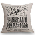 Ssoiu Christian Bible Verse Quote Let Everything That Has Breath Praise The Lord Throw Pillow Cover Farmhouse Cushion Case For S