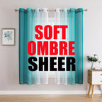 G2000 Sheer Curtains & Drapes 63 Inch Length Teal and White Ombre Curtains for Bedroom Living Room Window Curtains Light Filteri