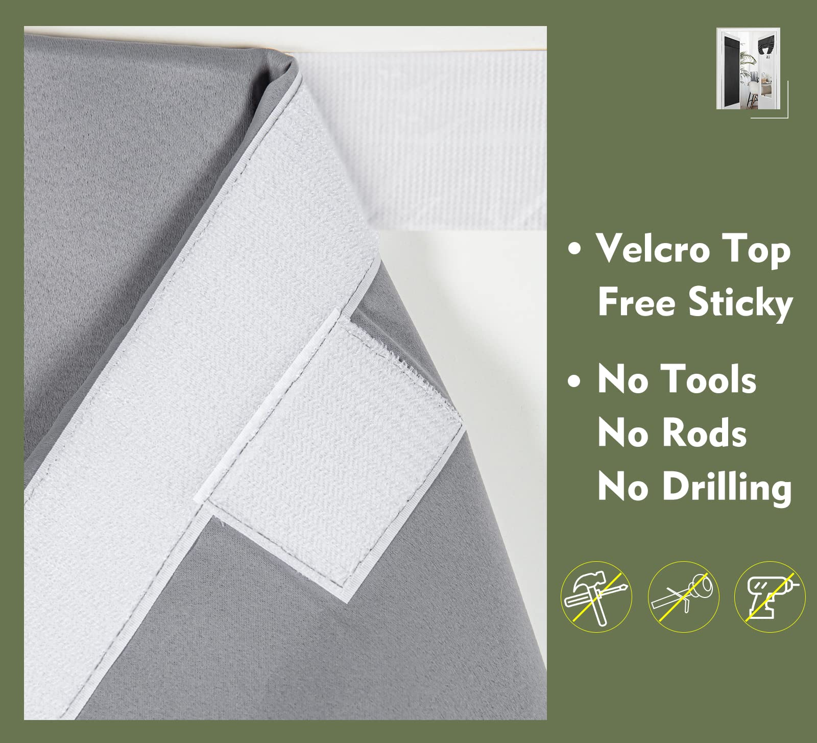 Pi Blackout Small Door Curtain,Privacy Thermal Insulated Door Window Curtain For Small Window/Small Front Door/Office 1 Panel (W26Xl20,Light Grey)