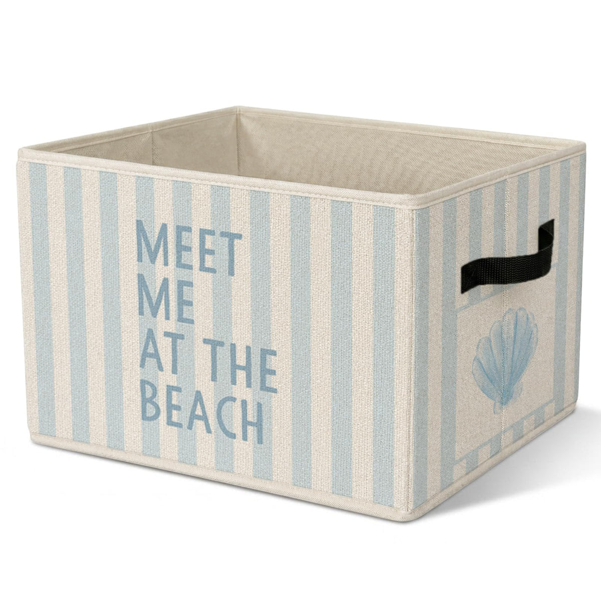 FSTCSV Coastal Seashell Storage Bin, Beach Blue Collapsible Storage Bin