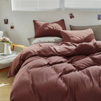 Clothknow Brick Red Comforter Set California King 3Pcs Rust Red Bedding Comforter Sets Dark Rust Comforter Soft Brownish Comforter Set California King