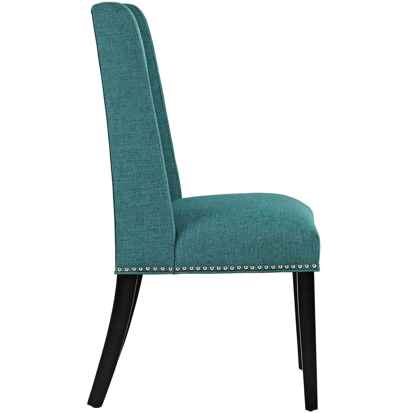 Modway Baron Modern Tall Back Wood Upholstered Fabric Four Dining Chairs In Teal
