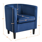 Yaheetech Velvet Accent Chair, Modern And Comfortable Armchairs, Upholstered Barrel Sofa Chair For Living Room Bedroom Waiting Room, Blue