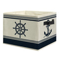 uinwk Navy Blue Nautical Storage Bins, Coastal Beach Boat Anchor Rudder Collapsible Storage Box Laundry Basket with Handle for H