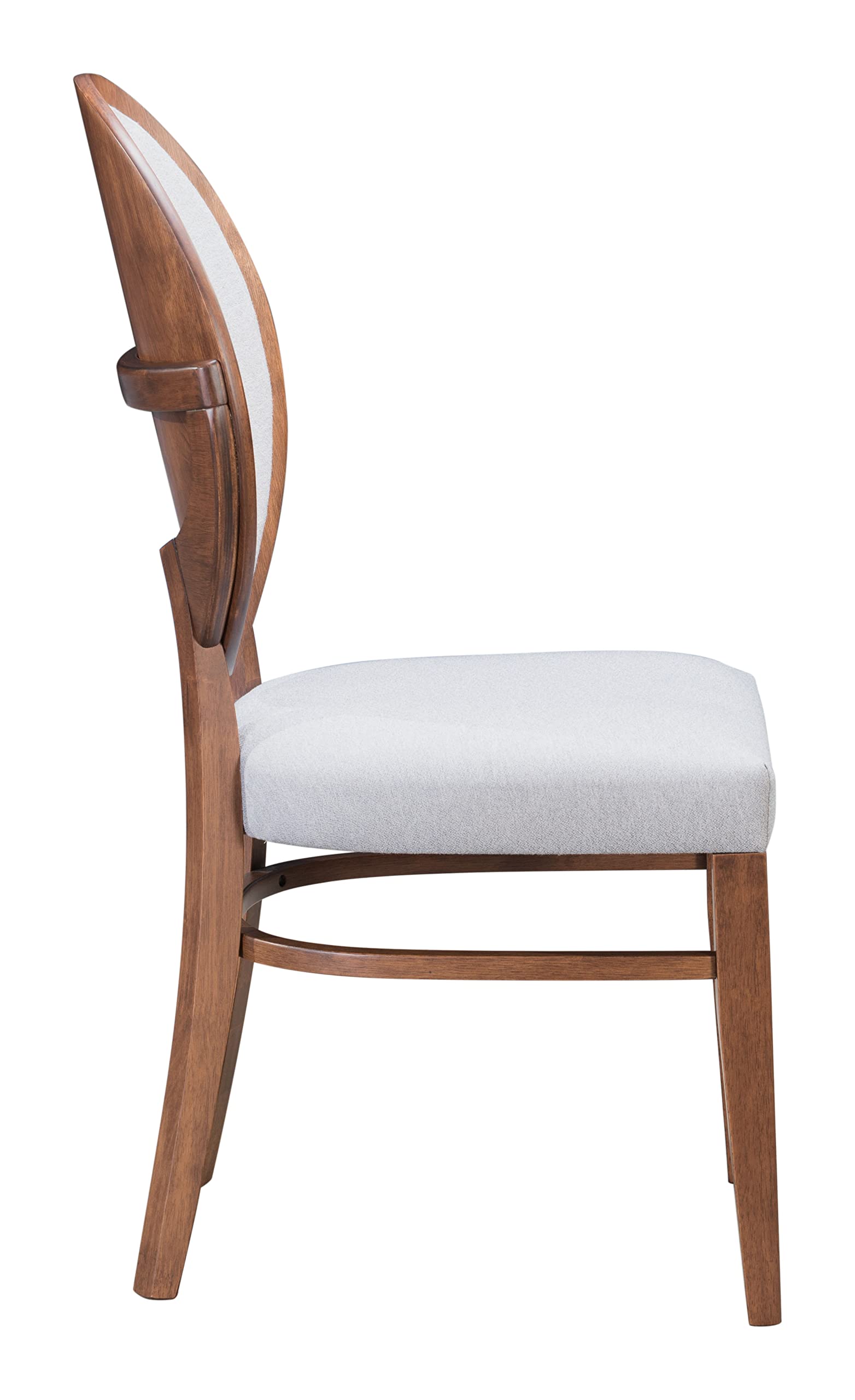 Zuo Modern Regents Dining Chair Set Rubber Wood, Foam, Linen-Like Fabric Walnut, Light Gray Indoor Weight Capacity 265 lbs Dimensions: 16.9" W x 21.9" D x 36.8" H Pack of 2