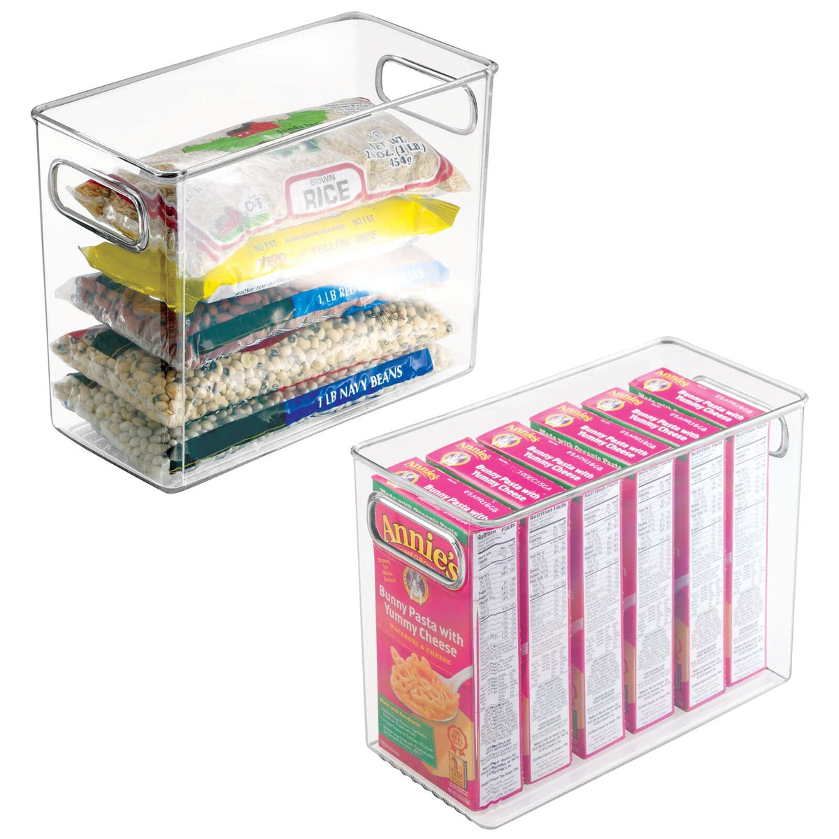 mDesign Plastic Modern Kitchen, Pantry Food Storage Container Bin w/ Handles  Cabinet, Fridge/Freezer, Countertop Organizer  S