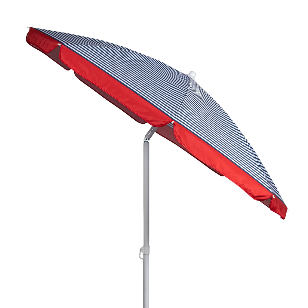 Picnic Time Outdoor Canopy Sunshade Beach Umbrella 5.5', Small Patio Umbrella, Beach Chair Umbrella, (Blue Pinstripe Pattern)