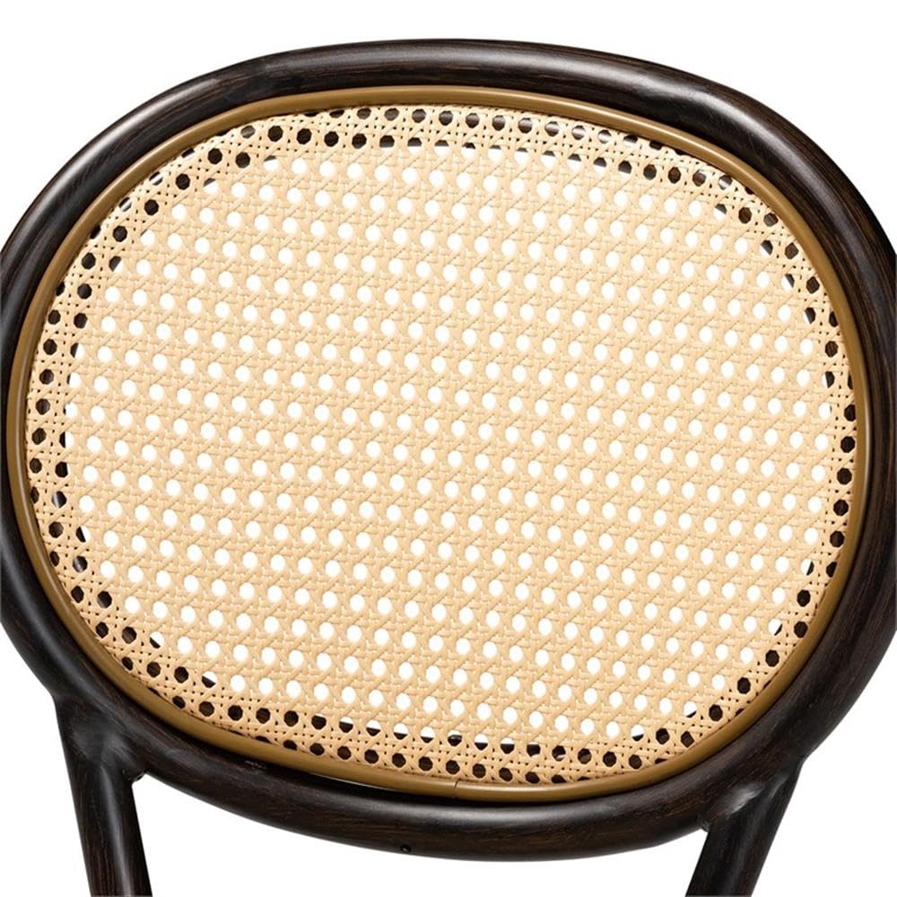 Baxton Studio Thalia Mid-Century Modern Dark Brown Finished Metal and Synthetic Rattan 2-Piece Outdoor Dining Chair Set