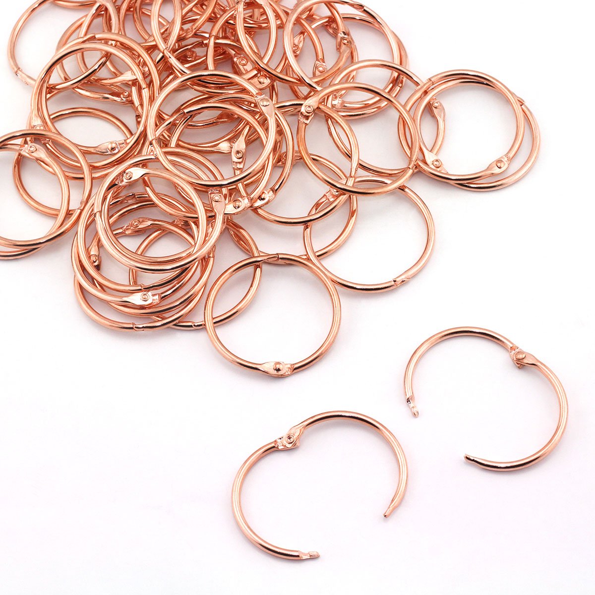 Lind Kitchen 50Pcs 1.5' Rose Gold Book Ring Metal Loose Leaf Book Binder Hinged Buckle Rings Scrapbook Sketchbook Craft Photo A