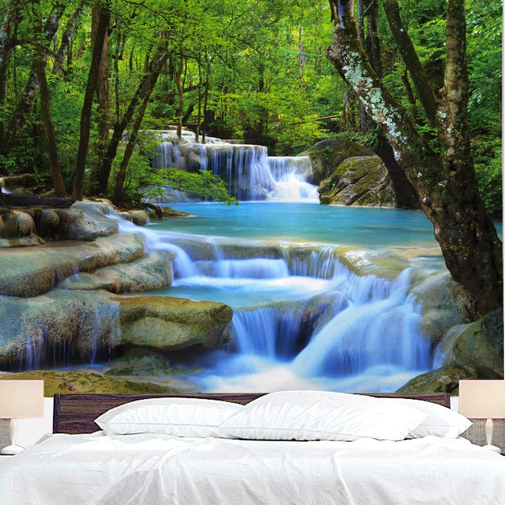 BJYHIYH Wall Tapestry Extra Large Waterfall Nature Tapestry Tree Tapestries for Bedroom Living Room Dorm Decor (90.6  59.1)