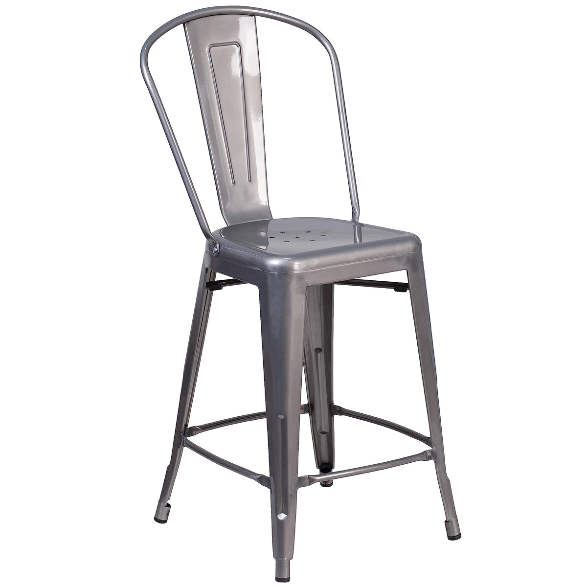 Flash Furniture Lincoln 24'' High Clear Coated Indoor Counter Height Stool with Back