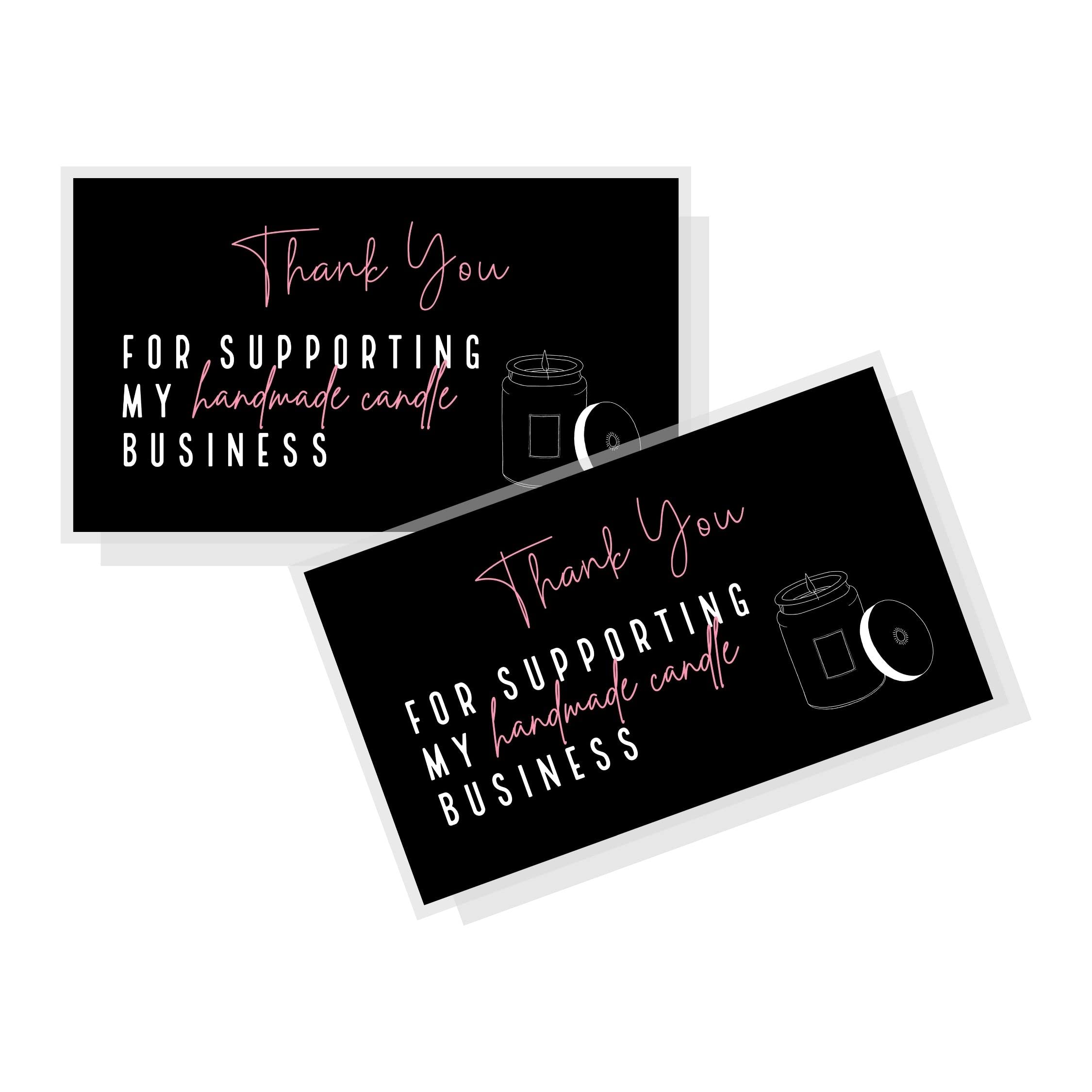 Thank You For Supporting My Handmade Candle Business Cards | 50 Pack | 2 X 3.5    Inch Business Card | Candle Supplies | Black C
