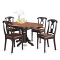 East West Furniture KENL5-BLK-LC 5 Piece Kitchen Table & Chairs Set Includes an Oval Dining Room Table with Butterfly Leaf and 4 Faux Leather Upholstered Chairs, 42x60 Inch, Black & Cherry