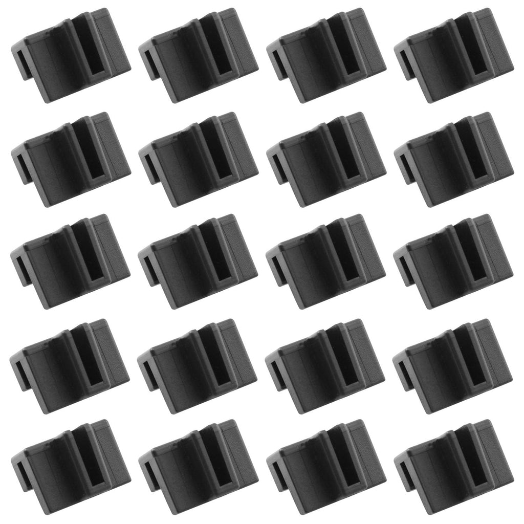 DGHAOP 20PCS Black Hanging File Rail Clips - Small Organizer for Plastic File Folders in Wooden Drawers and Office Shelving
